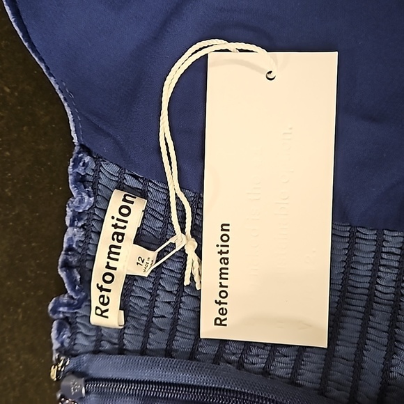 💕REFORMATION💕 Westerly Velvet Maxi Dress ~ Danube Blue 12 NWT - Picture 10 of 13